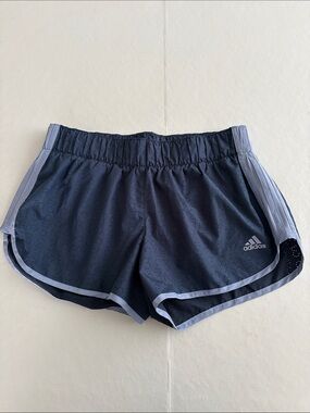 adidas Women's Navy Athletic Shorts with Light Blue Trim